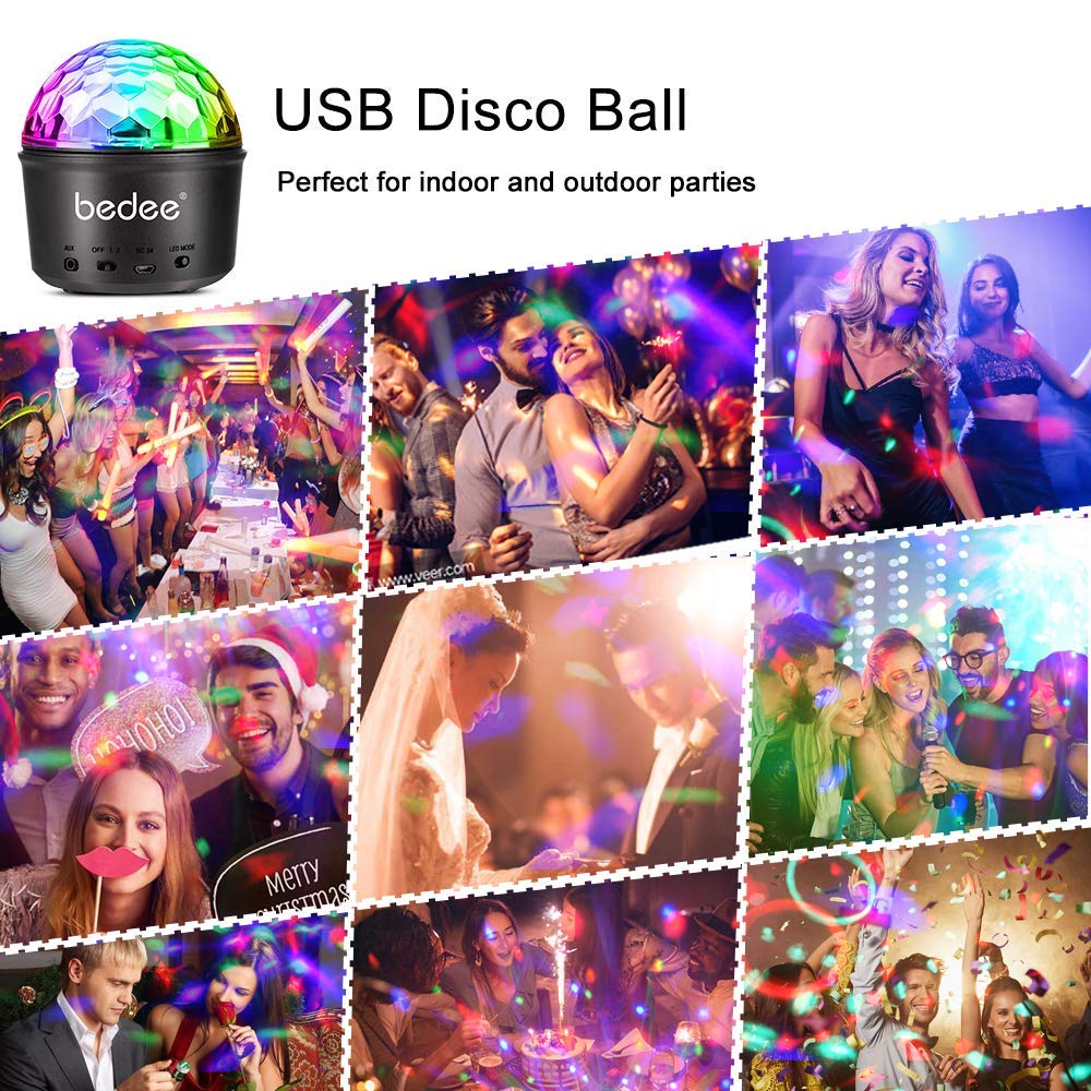 Luci Discoteca LED, bedee Luci Palco LED Palla Discoteca 9 Colori,USB Alimentata luci discoteca con Telecomando Effetti Luce Musica Attivata per party bar Birthday Club Disco DJ Regalo Bambini