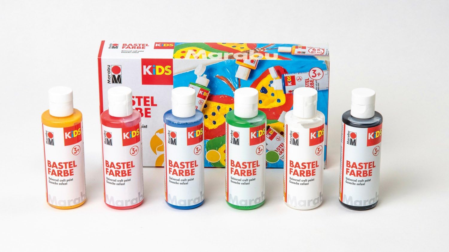 Marabu 0304000000001 Kids Set of 6 x 80 ml Craft Paint for Children from 3 Years Paraben , Vegan, Good Coverage - Image 3