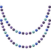 Boao 2 Pcs Wool Felt Ball Garland 6.5 ft 24 Balls Winter Christmas Pompom Garlands Hanging Decoration for Wall Classroom Home Party Decor Photo Prop(Purple, Deep Purple, Light Green, Gray-Blue, Pink)