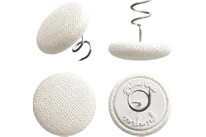 Primpins Long Upholstery Pins - Classic Linen - 20 Colors Available - Fabric Covered Button Twist Pins - Keeps Furniture Covers in Place (Set of 12, White)