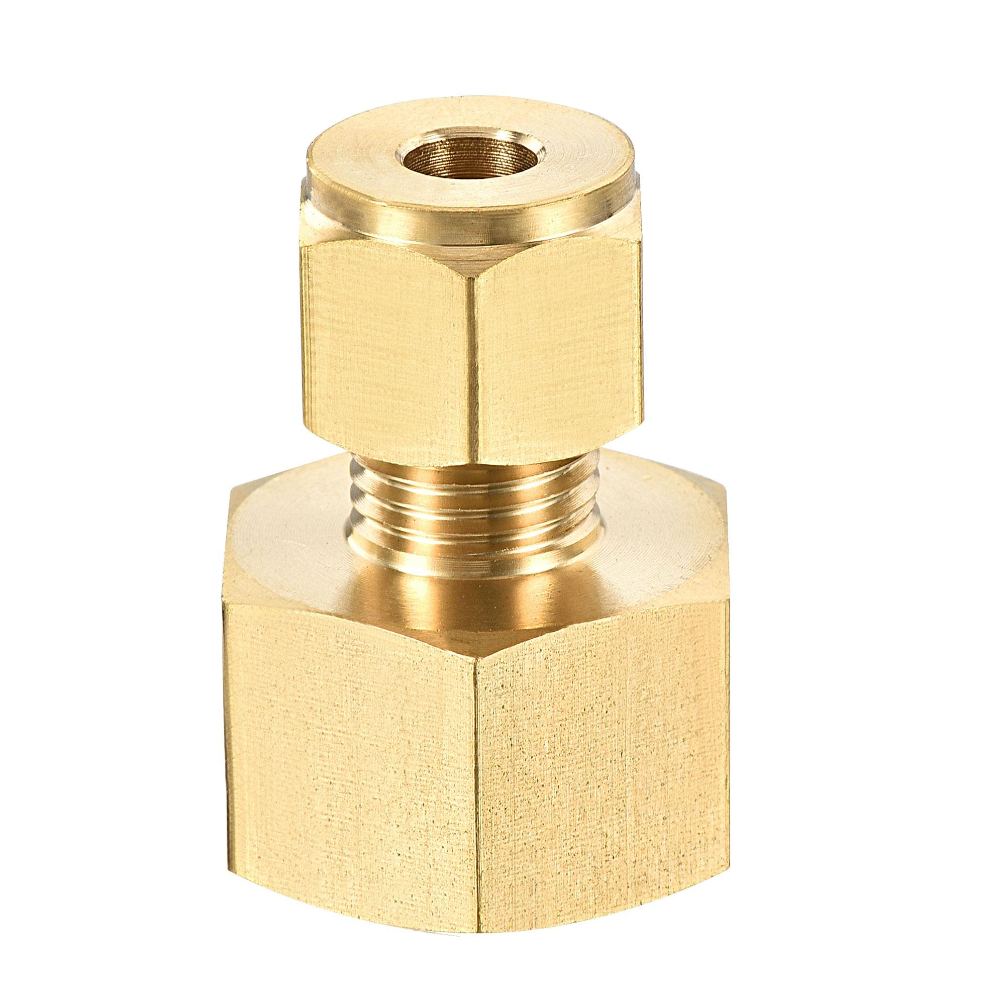 sourcing map Compression Tube Fitting M20x1.5mm Female Thread x 6mm Tube OD Straight Coupling Adapter Brass