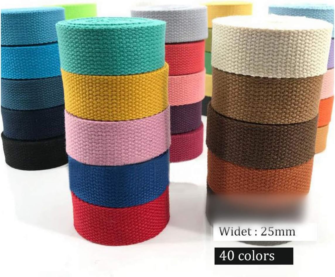 25Mm Canvas Webbing 10 Yards Length Heavy Canvas Webbing Strap Belting Bag Strap Tape for DIY Bag Luggage Colorful,A 10