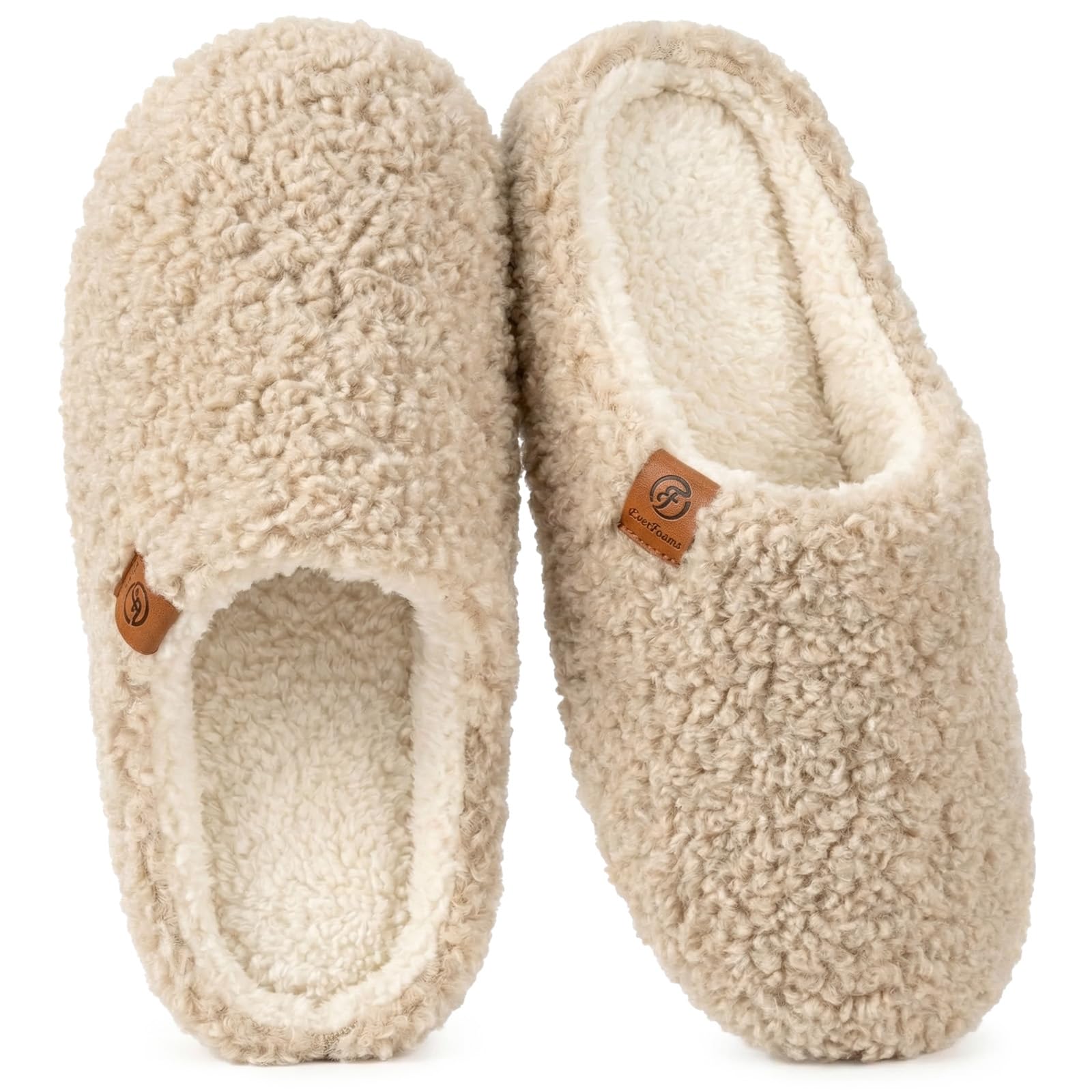 EverFoams Women's Fuzzy Slip-on Slippers Soft Comfy Memory Foam Indoor ...