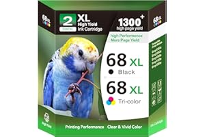 RBBRVV 68XL Ink Cartridge 2-Pack, High Yield Black and Color Replacement for 68 Series, Works with Envy 6555e, 6552e, 6155e, 