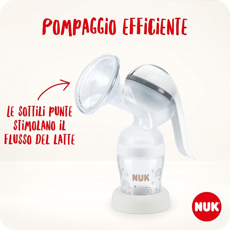tiralatte manuale | Cuscinetto in morbido silicone | Leva ergonomica | Con biberon Perfect Match | 150 ml