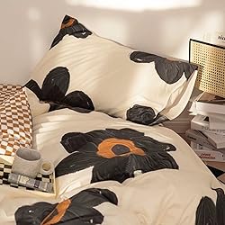 Cottonight Black and White Floral Comforter Set
