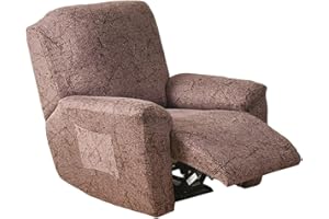 NILUOH Recliner Slipcover 4 Pieces Stretch Printed Lazy Boy Chair Covers with Side Pocket Recliner Sofa Couch Cover Anti-Slip Fitted Recliner Cover Furniture Protector with Elastic Bottom,12