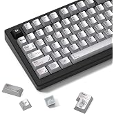 womier Metal Paint Textured Mechanical Keyboard Keycaps, Retro Dye Sub & Double Shot PBT Keycaps 60 75 100 Percent, Cherry Pr