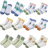 Aroveea Baby Toddle Socks Grip Non Slip Kids Boys Girls Cotton 12 Pack Ankle Cute Newborn Socks