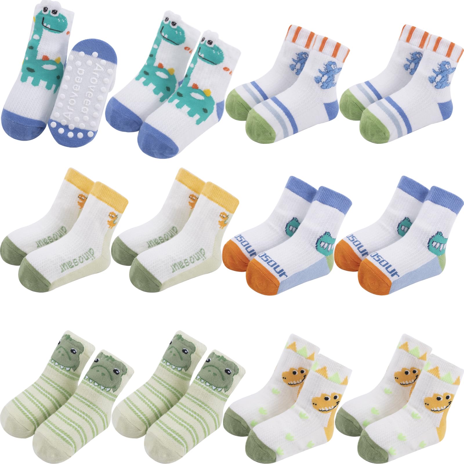 Photo 1 of Aroveea Baby Toddle Socks Grip Non Slip Kids Boys Girls Cotton 12 Pack Ankle Cute Newborn Socks 3-5T