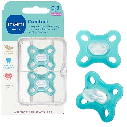 MAM Comfort Baby Pacifiers 0-3 Months Newborns, Lightweight One-Piece ...