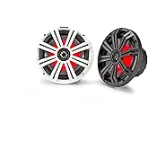 KICKER KM8 8-Inch (200mm) Marine Coaxial Speakers with 1-Inch (25mm) Tweeters, LED, 4-Ohm,Charcoal and White Grilles