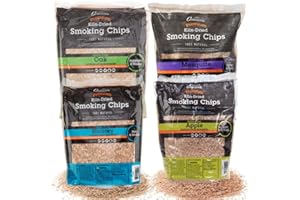Camerons All Natural Extra Fine BBQ Wood Chips (4 Bag Value Pack Approx 2lb ea) - Apple, Hickory, Oak, Mesquite- Kiln Dried S