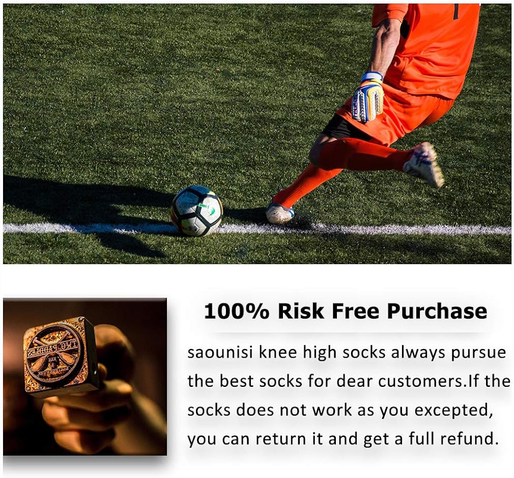 saounisi Adult Long Tube Socks,2 Pairs Knee High Socks Colorful Fashion Stripe Football Soccer School Team Sports Socks Size 9-13 Red/Navy: Clothing