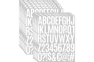 LAJEBZOM 2 Inch Large Vinyl Letter & Number Stickers – 10 Sheets of Self-Adhesive Alphabet, Mailbox Numbers & Symbols for Bulletin Boards, Crafts, Windows, Doors, Classroom & Home Decor –White