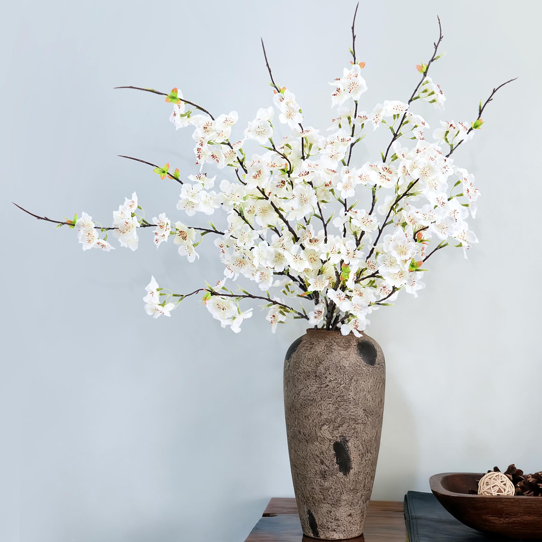 INXUGAO 6 PCS Faux Cherry Blossom Branches Decor 31.5 Inch Long Stems Fake Artificial Flowers for Home Indoor Decoration Vase Arrangement Living Room Table Bedroom Spring Decor