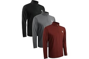 JumGear-Life 3Pack Quarter Zip Pullover Men Long Sleeve Sweatshirts Running Athletic Golf Gym Shirt Quick Dry