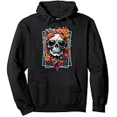 Vintage Spooky Dead Skull & Trendy Sunglasses Halloween Pullover Hoodie