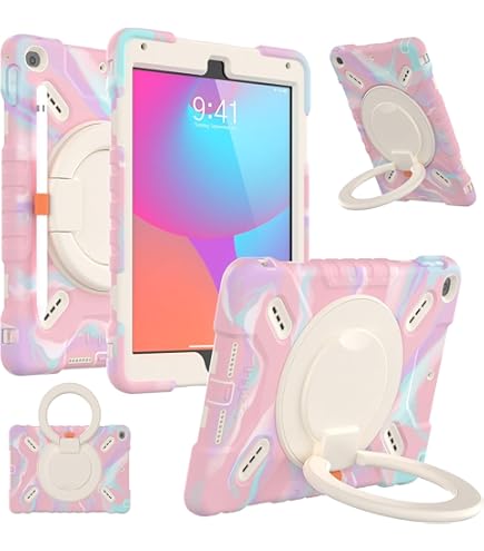 PEPKOO Triple Shockproof Case For IPad 5th/6th Generation 9.7 Inch 2017 2018, IPad Air 2 Gen, Heavy Duty Kid Boy Girl Cover With Pencil Holder/Handle Kickstand/Shoulder Strap, Camel - View #7