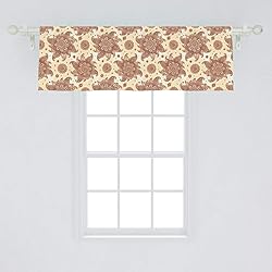 Ambesonne Brown Paisley Window Valance, Continuous