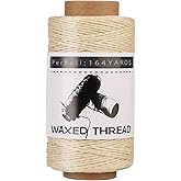 Jupean Waxed Thread for Leather, 164 Yards /150m Leather Thread for Hand Sewing, Hand Stitching Threads for Sewing Bookbinding Repairing, and Beginners Craft DIY