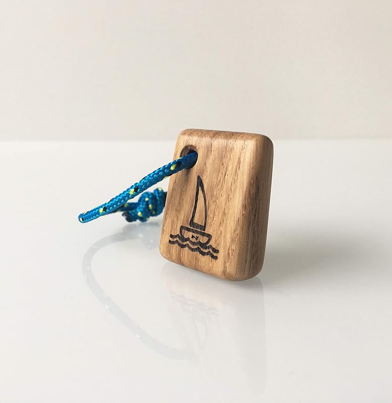 Wooden Boat Keychain, Sailing Boat Logo. Oak, Handmade Boat