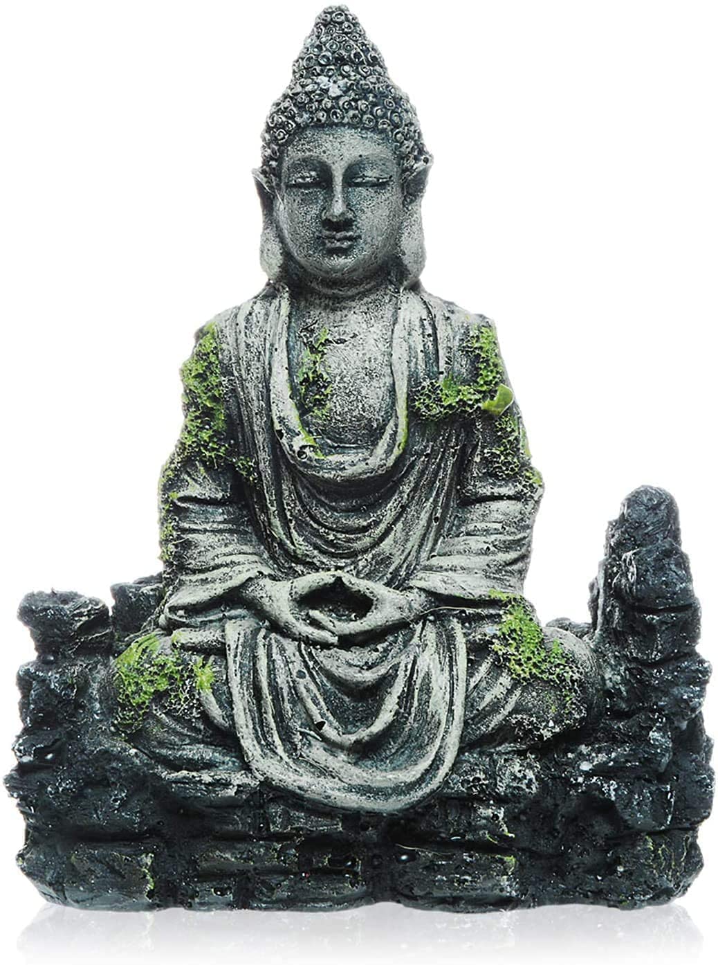 Toolzia Fish Tank Buddha Statue Decorations, Aquarium Seated Buddha Statue Decorations Fish Tank Ancient Buddha Statue Sculpture Accessories(5.1"X2.4"X6.7" Inch) — image 1