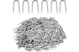 QBXMY7 300 pcsWire Staples, Fence Stapless, Steel U Nails for Fencing, U Shaped Wire Nails, Galvanized Barbed Wire Fencing Staples Fasteners for Wood Garden Barbed Chicken Wires Hardware