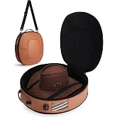 Marscamd Vegan Leather Hat Box Fits 4 Cowboy or Wide-Brim Hats, Brown | Padded Storage Case, Shoulder Strap, Trolley Sleeve, For Travel or Home Storage - Dome Series