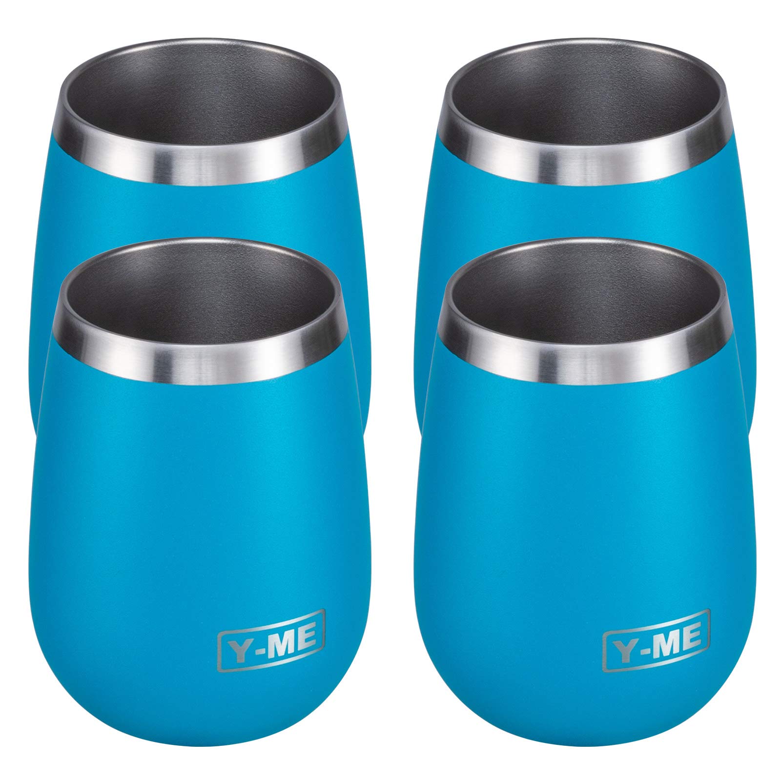 Y-ME Stainless Steel Wine Tumbler Insulated,10oz Wine Tumbler with Lid Double Wall,Wine Cup with Lid for Coffee,Cocktails,Drinks(4 PCS)