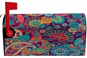 Numland Magnetic Mailbox Covers Polyester Oxford Cloth Anti-UV and Reusable Letterbox Cover 21×18 Inch,Colorful Paisley
