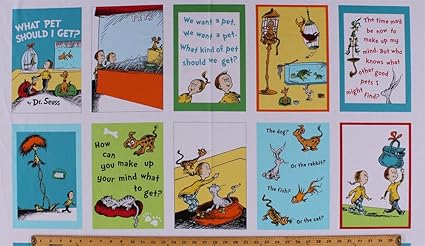 23 X 44 Panel What Pet Should I Get Dr Seuss Kids Childrens Book Cotton Fabric Panel Ade 16492 267adventure - 