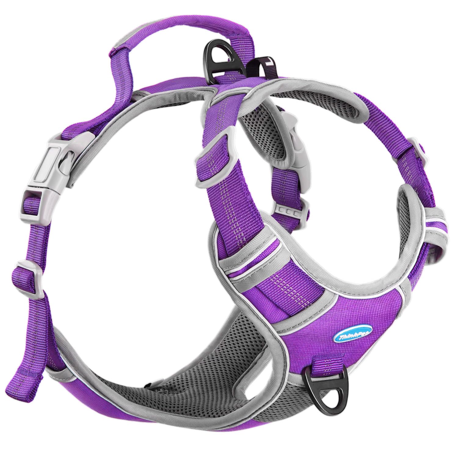 ThinkPet No Pull Harness Breathable Sport Harness with Handle-Dog Harnesses Reflective Adjustable for Medium Large Dogs,Back/Front Clip for Easy Control Neon Purple S — image 1