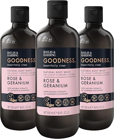 Baylis & Harding Goodness Rose & Geranium Body Wash 500 ml Pack of 3