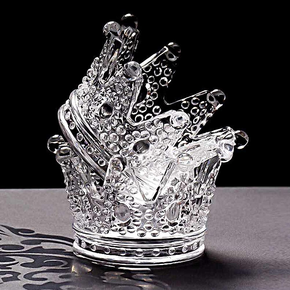 Hansoul Crystal Glass Ashtray, Mini Crown Glass Candlestick Cute Little Things Storage Tray, Articles For Home Decoration Birthday (Set of 6)