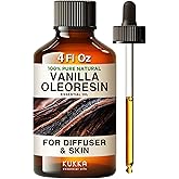 Kukka Vanilla Essential Oil for Diffuser & Skin - 4 Fl Oz - 100% Natural Vanilla Oleoresin Essential Oil - Long Lasting Vanil