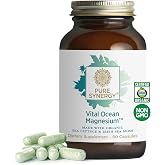 PURE SYNERGY Vital Ocean Magnesium Supplement (60 Capsules) | Organic, Vegan, Seaweed-Based Complex with Spirulina, Chlorella, &amp; Wakame, For Energy, Sleep, &amp; Stress