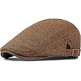 DIYDECAL Mens Linen Flat Ivy Mesh Newsboy Caps, Classic Driving Beret Hat for Women