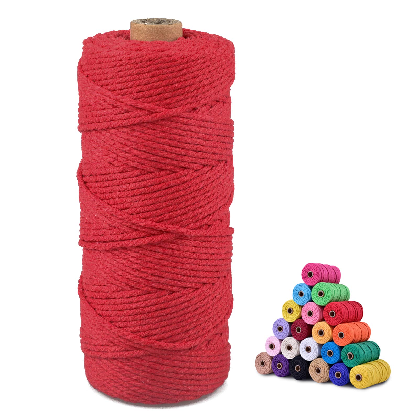 jijAcraft 3MM Macrame Cord for Crafts,100M Red Cotton Macrame Craft String Rope for DIY Crafts Gradening Wall Hanging Plant Hanger Knitting