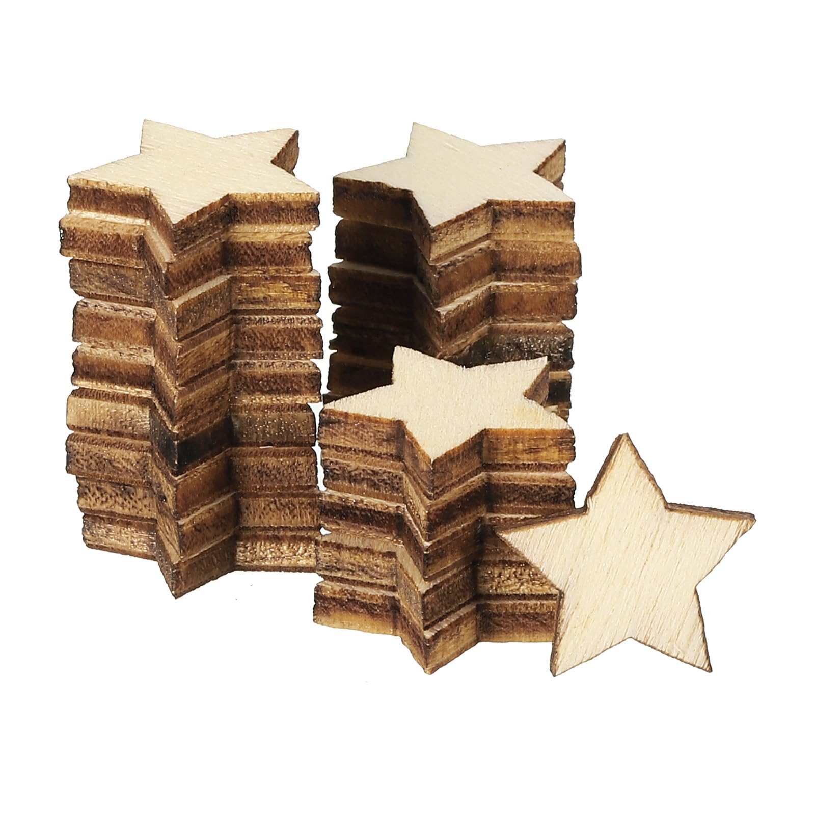 PATIKIL 15mm Wooden Stars, 200 Pack Unfinished Wood Stars Blank Wooden Cutouts Ornaments Natural Wood Pieces for Christmas Party Craft Projects