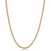 Kooljewelry 10k Yellow Gold Rope Chain Necklace For Men And Women (choose from 1.5mm, 1.8mm, 2.6mm, 3.2mm, 3.8mm or 4.8mm. size from 16 until 30 inches long)