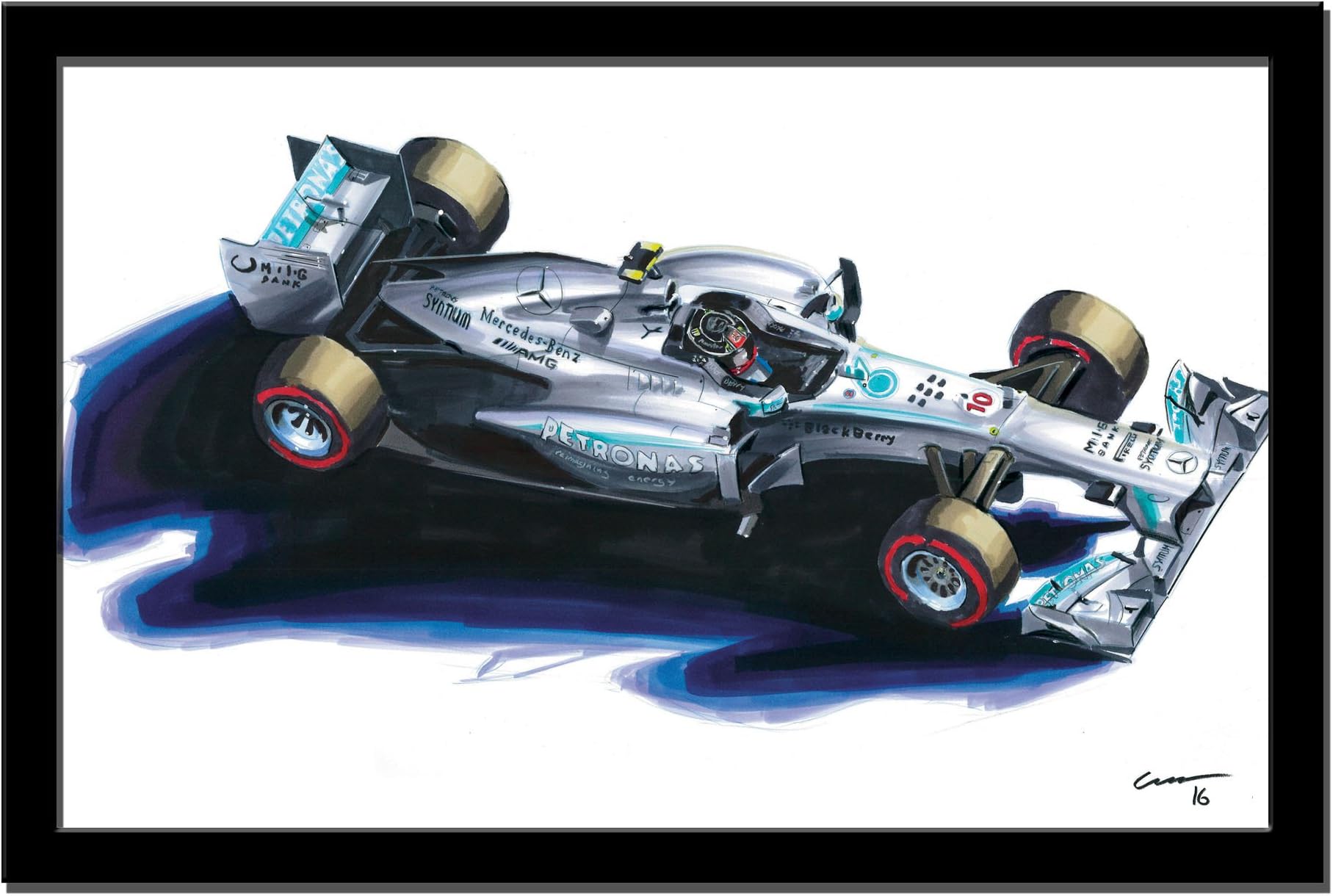 PRO CAR SKETCH 2013 Lewis Hamilton Formula 1 Mercedes Benz Reproduction Sketch