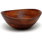 Lipper International 294 Cherry Finished Wavy Rim Serving Bowl for Fruits or Salads, Matte, Large, 13" x 12.5" x 5", Single Bowl