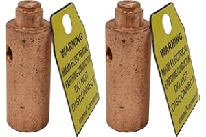 GOUNENGNAIL Copper Ground Rod Clamp with Electrical Tag, Loose-proof Ground Connector Lock by Hammer for Grounding Rod and Wire Connection for 5/8'' actual 14.2mm O.D Ground Rod (2)