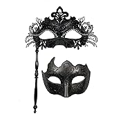 Yimianshou Masquerade Mask for Couple Women Men Mardi Gras Venetian Party Mask Set Halloween Costume Accessory
