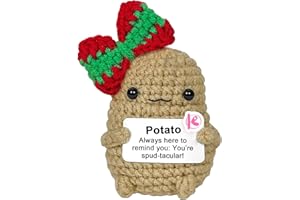 Krinisou Positive Crochet Christmas Potato with Bow, Emotional Crocheted Potato, Cute Small Xmas Presents Gifts for Women 1Pc