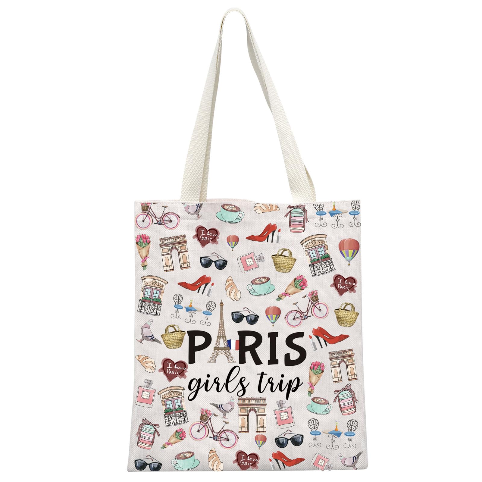 JTOUK Paris Girls Trip Gift Paris Girls Weekend Gift Vacation In Paris Gift Paris Theme Travel Bag Paris Skyline Gift For Her France Vacation Makeup Bag (Girls Trip Paris Tote EU)