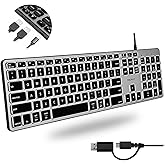 Macally Wired Keyboard for Mac with USB Hub (2X USB-A / 1x USB-C) - Compatible Backlit Apple Keyboard with Dual Interface - Auto OS Detection for Mac, MacBook Pro/Air, iMac, PC, Android, iPad, iOS