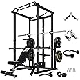 RitFit Power Cage with Optional LAT PullDown/Cable Crossover/Smith Machine System, 1000LB Squat Rack for Home & Garage Gym, with Weight Storage Rack and More Training Attachments, ASTM-Certified