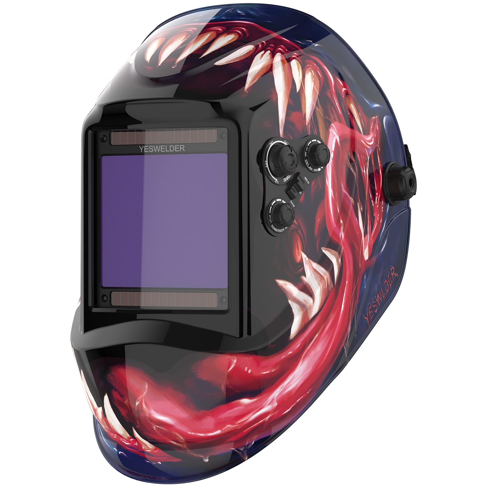 Yeswelder Pantalla de visualización grande 3.93 x3.66 Color solar de color solar de color verdadero Helmen de soldadura de oscuridad automática, 4 Arc Sensor Wide 4/5-9/9-13 para TIG MIG MIG ARC Soldador de soldadura Mask Lyg-M800H-VM